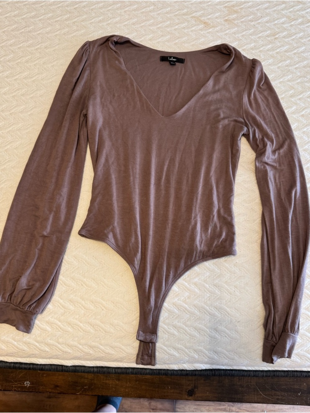 Lulu's Dusty Mauve V-Neck Long Sleeve Bodysuit